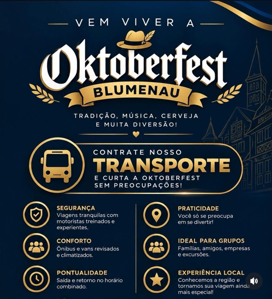 Oktoberfest Blumenau — transporte saindo de Balneário Camboriú